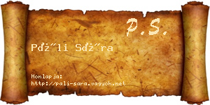 Páli Sára névjegykártya